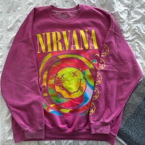 Urban Outfitters Nirvana Pink Oversized Crewneck